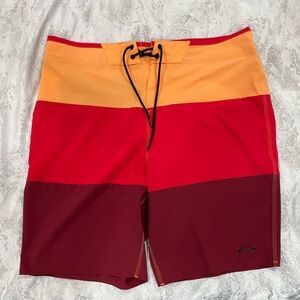 Oakley Men's Swim Shorts - Red and Orange
